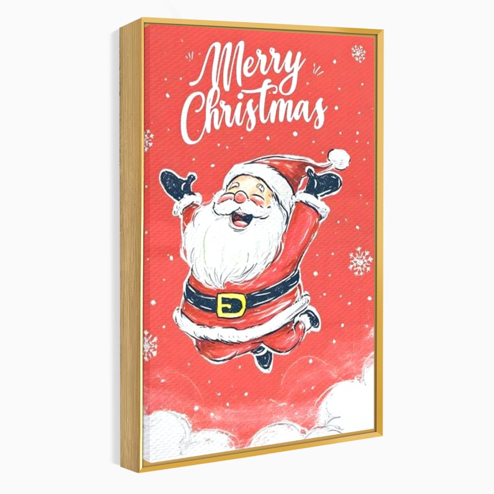 Tablou Canvas Premium, LuxCanva® D1081, Veselia lui Mos Craciun, Craciun, Decoratiune, Perete, Sarbatori, Festiv, Cadou, Copilarie, Ajun, Santa, Mos, Rosu, Costum, Fulgi, Nea, Camera Copil, Living, Dormitor