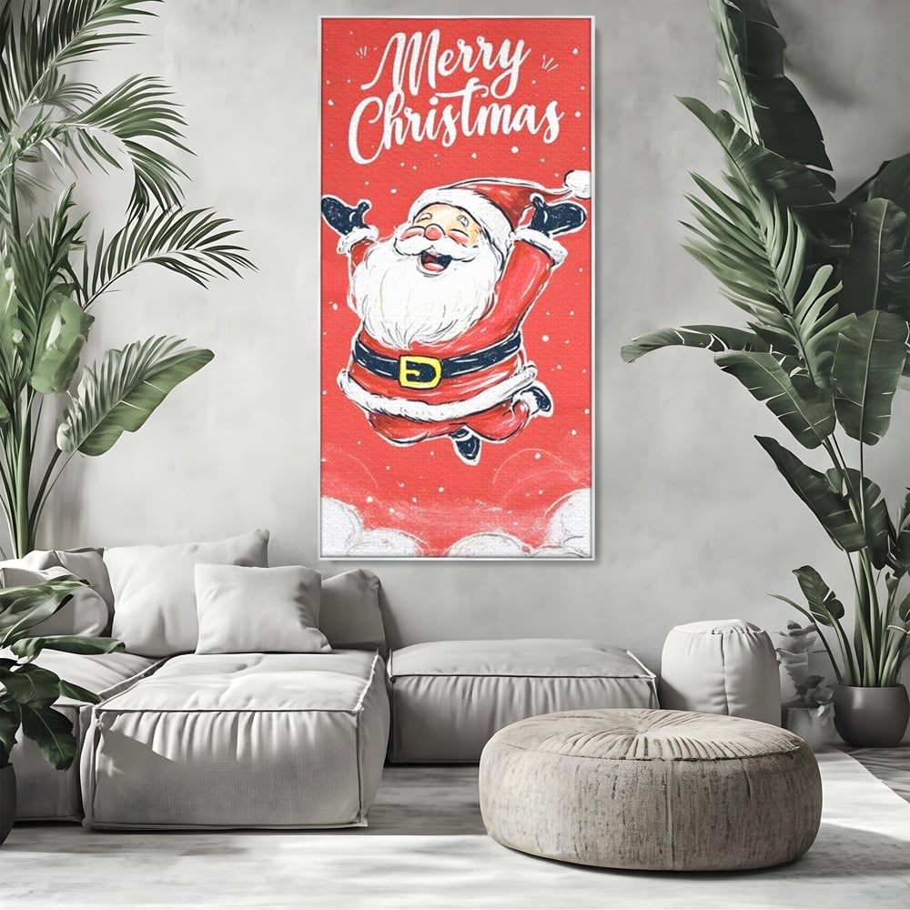Tablou Canvas Premium, LuxCanva® D1081, Veselia lui Mos Craciun, Craciun, Decoratiune, Perete, Sarbatori, Festiv, Cadou, Copilarie, Ajun, Santa, Mos, Rosu, Costum, Fulgi, Nea, Camera Copil, Living, Dormitor