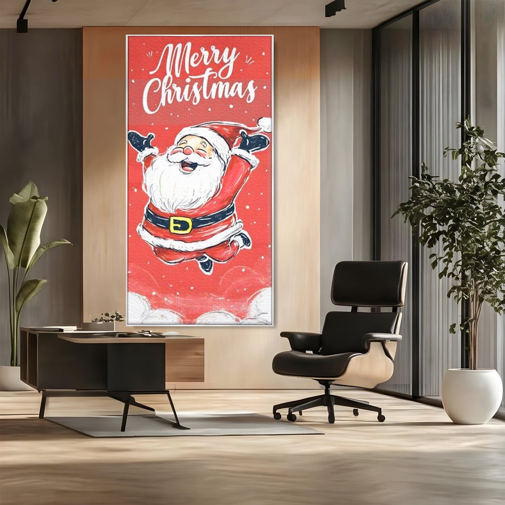 Tablou Canvas Premium, LuxCanva® D1081, Veselia lui Mos Craciun, Craciun, Decoratiune, Perete, Sarbatori, Festiv, Cadou, Copilarie, Ajun, Santa, Mos, Rosu, Costum, Fulgi, Nea, Camera Copil, Living, Dormitor