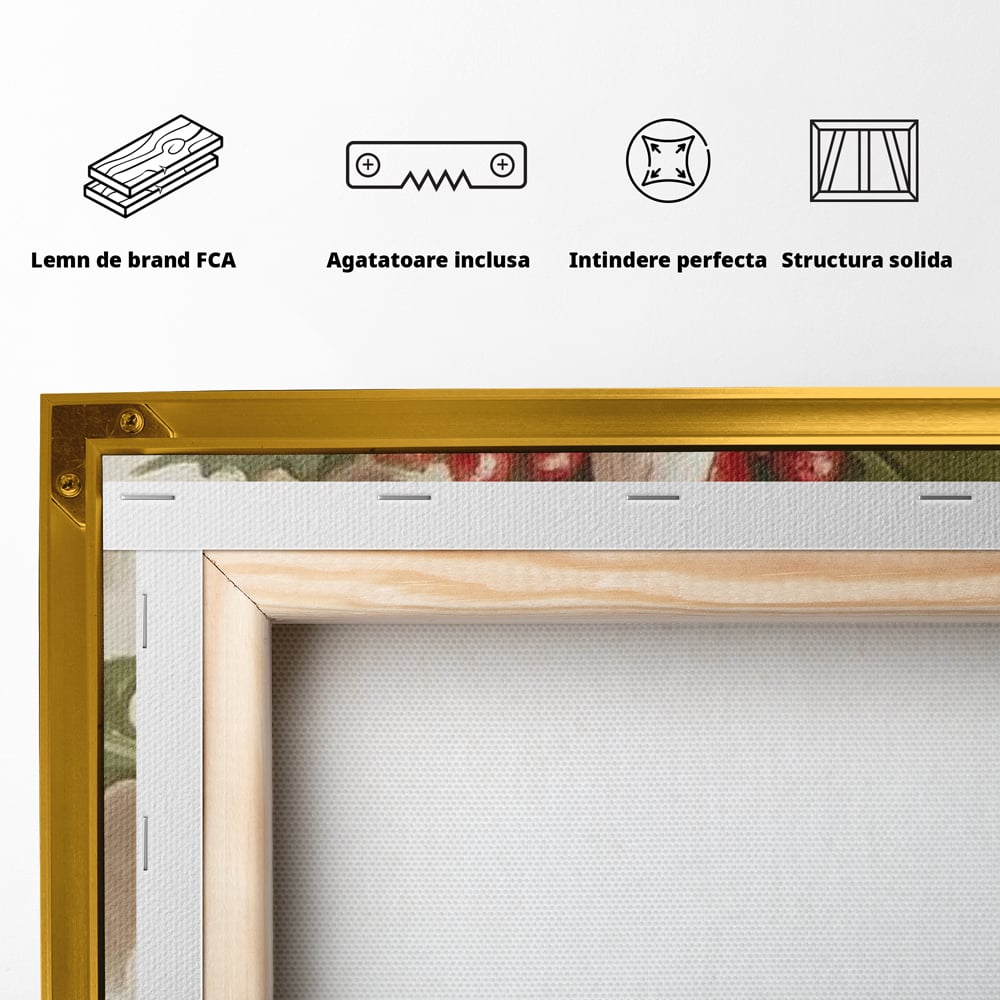 Tablou Canvas Premium, LuxCanva® D1085, Acadea Festiva, Candy, Bomboane, Baston, Dulceata, Rosu, Alb, Zahar, Bobite, Frunze, Iarna, Copilarie, Cadouri, Daruit, Emotie, Camera Copil, Living, Dormitor
