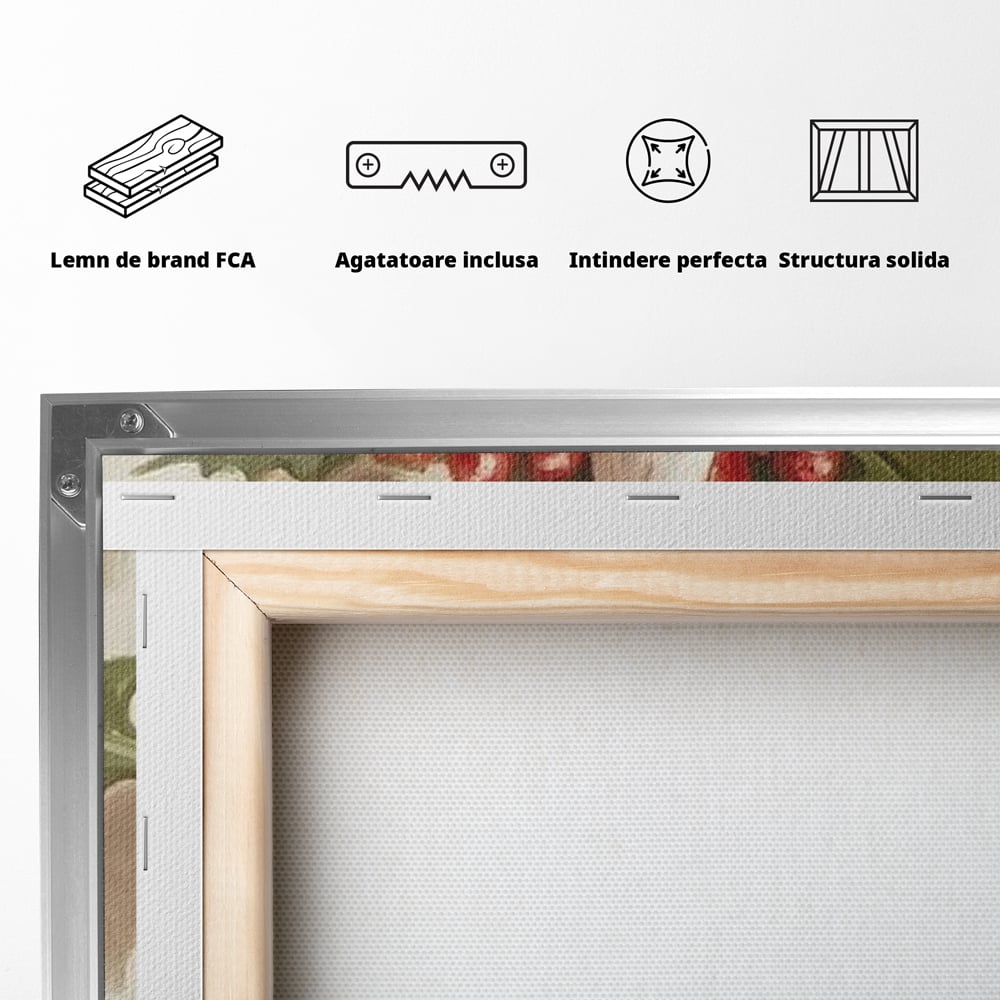 Tablou Canvas Premium, LuxCanva® D1085, Acadea Festiva, Candy, Bomboane, Baston, Dulceata, Rosu, Alb, Zahar, Bobite, Frunze, Iarna, Copilarie, Cadouri, Daruit, Emotie, Camera Copil, Living, Dormitor