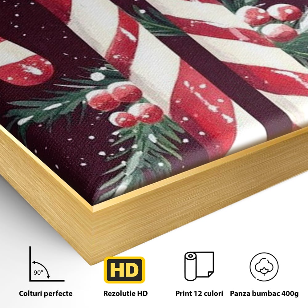 Leinwandbilder Premium, LuxCanva® D1086, Festliches Duo, Süß, Herz, Weihnachten, Rot, Symbole, Süß, Magie, Stöcke, Geist, Freude, Geschenke, Geschenke, Geschenke, Geist, Weiß, Weiß, Kirsche, Kinderzimmer, Wohnen, Schlafzimmer