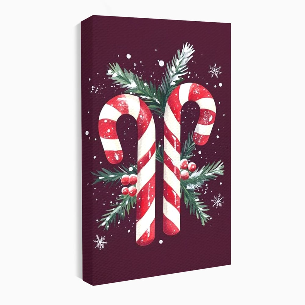 Leinwandbilder Premium, LuxCanva® D1086, Festliches Duo, Süß, Herz, Weihnachten, Rot, Symbole, Süß, Magie, Stöcke, Geist, Freude, Geschenke, Geschenke, Geschenke, Geist, Weiß, Weiß, Kirsche, Kinderzimmer, Wohnen, Schlafzimmer