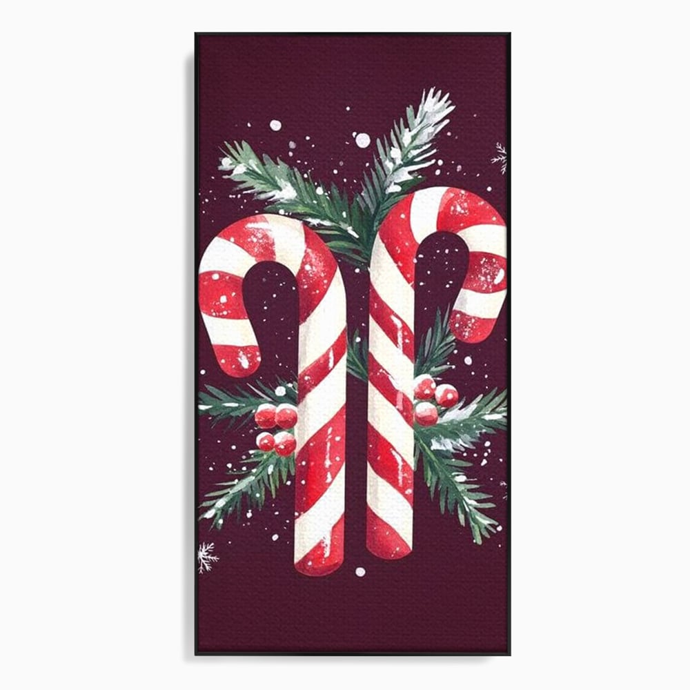 Leinwandbilder Premium, LuxCanva® D1086, Festliches Duo, Süß, Herz, Weihnachten, Rot, Symbole, Süß, Magie, Stöcke, Geist, Freude, Geschenke, Geschenke, Geschenke, Geist, Weiß, Weiß, Kirsche, Kinderzimmer, Wohnen, Schlafzimmer