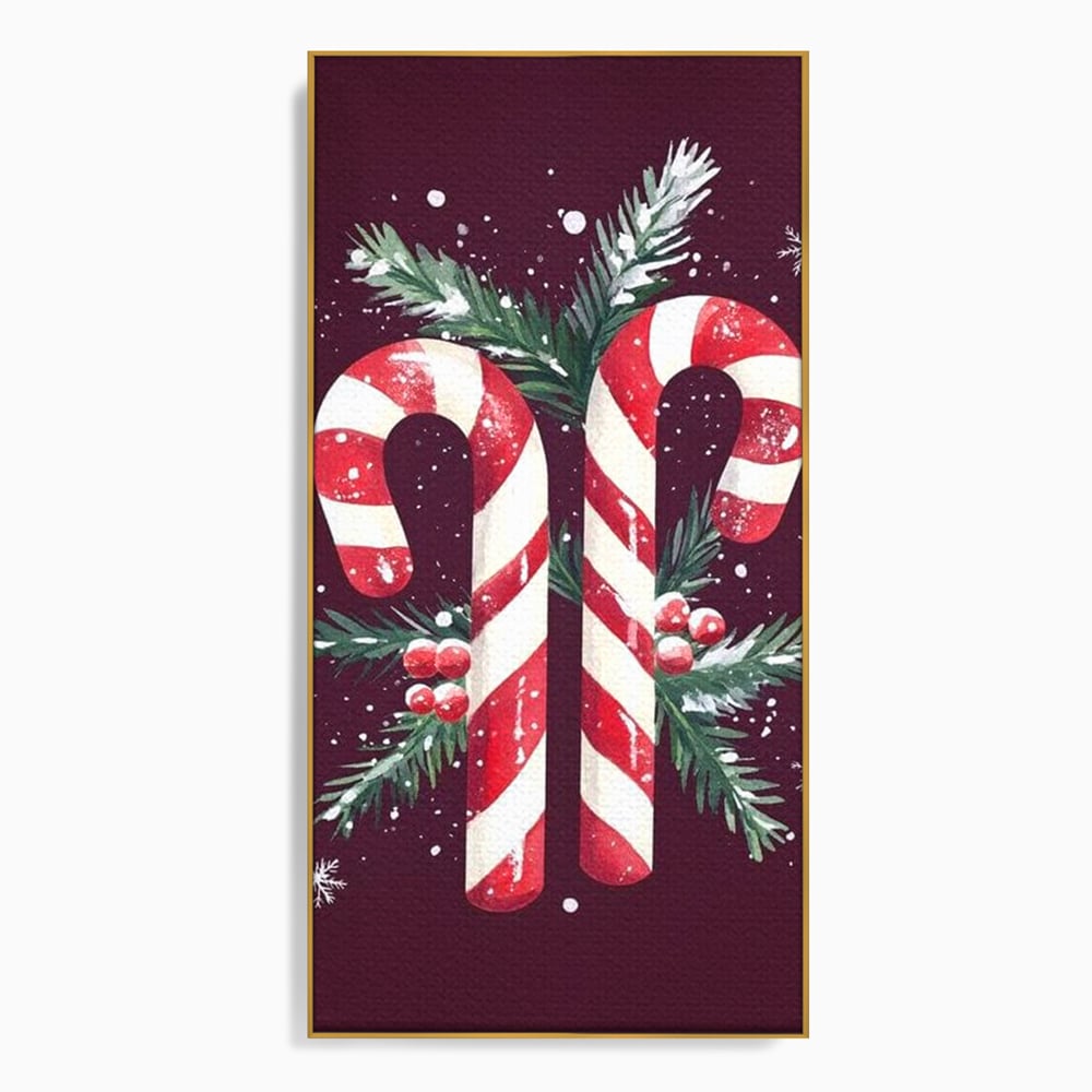 Leinwandbilder Premium, LuxCanva® D1086, Festliches Duo, Süß, Herz, Weihnachten, Rot, Symbole, Süß, Magie, Stöcke, Geist, Freude, Geschenke, Geschenke, Geschenke, Geist, Weiß, Weiß, Kirsche, Kinderzimmer, Wohnen, Schlafzimmer