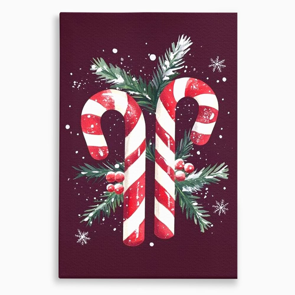 Leinwandbilder Premium, LuxCanva® D1086, Festliches Duo, Süß, Herz, Weihnachten, Rot, Symbole, Süß, Magie, Stöcke, Geist, Freude, Geschenke, Geschenke, Geschenke, Geist, Weiß, Weiß, Kirsche, Kinderzimmer, Wohnen, Schlafzimmer