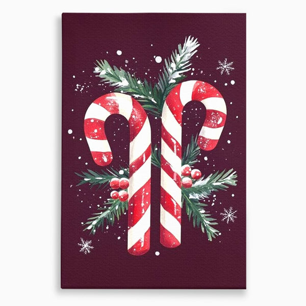 Leinwandbilder Premium, LuxCanva® D1086, Festliches Duo, Süß, Herz, Weihnachten, Rot, Symbole, Süß, Magie, Stöcke, Geist, Freude, Geschenke, Geschenke, Geschenke, Geist, Weiß, Weiß, Kirsche, Kinderzimmer, Wohnen, Schlafzimmer