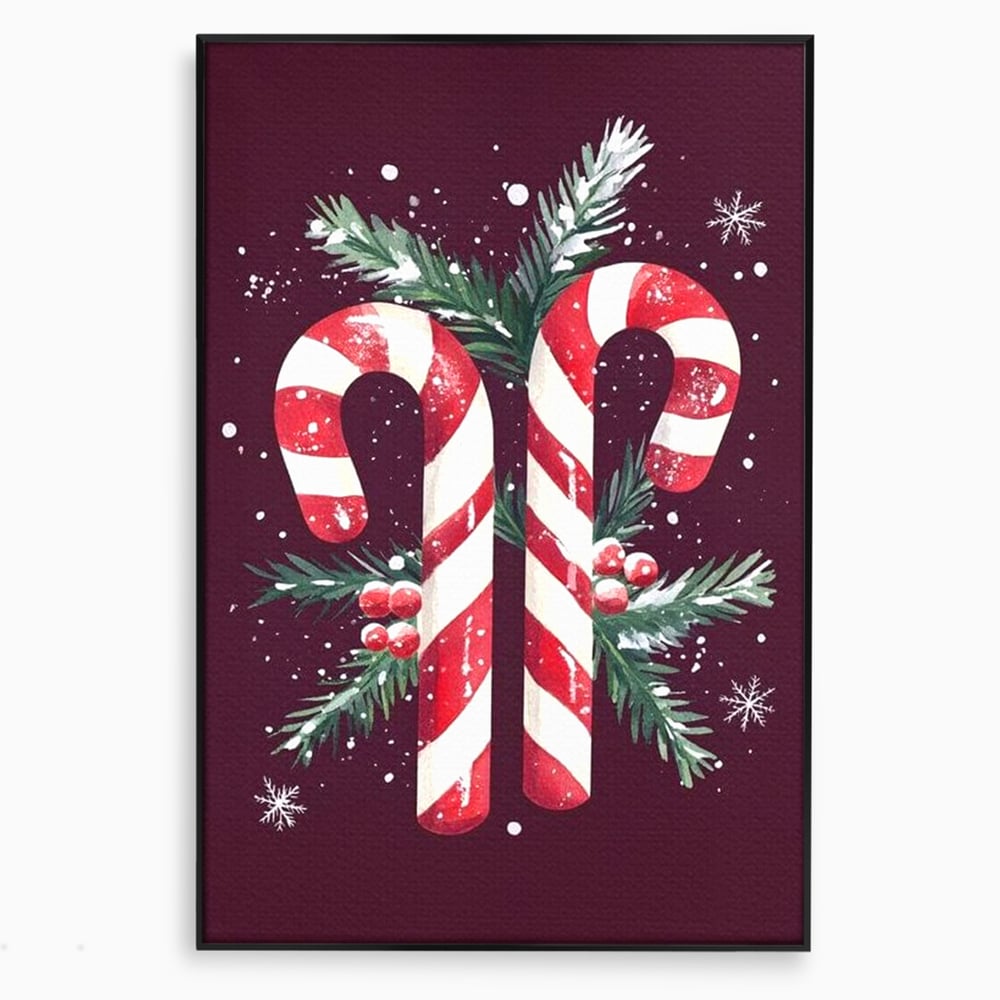 Leinwandbilder Premium, LuxCanva® D1086, Festliches Duo, Süß, Herz, Weihnachten, Rot, Symbole, Süß, Magie, Stöcke, Geist, Freude, Geschenke, Geschenke, Geschenke, Geist, Weiß, Weiß, Kirsche, Kinderzimmer, Wohnen, Schlafzimmer