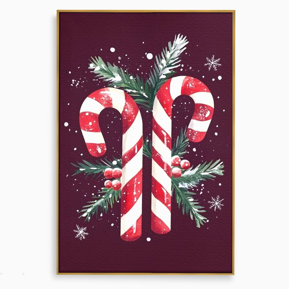 Leinwandbilder Premium, LuxCanva® D1086, Festliches Duo, Süß, Herz, Weihnachten, Rot, Symbole, Süß, Magie, Stöcke, Geist, Freude, Geschenke, Geschenke, Geschenke, Geist, Weiß, Weiß, Kirsche, Kinderzimmer, Wohnen, Schlafzimmer
