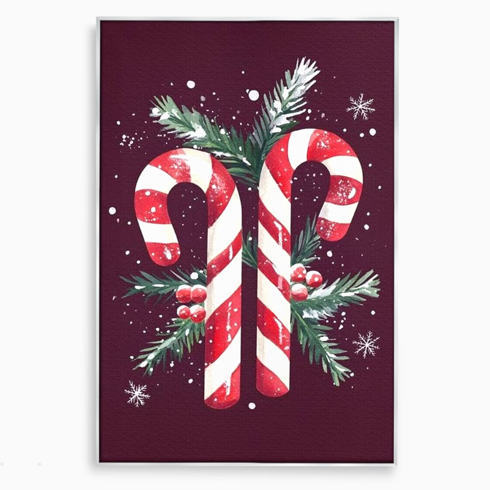 Leinwandbilder Premium, LuxCanva® D1086, Festliches Duo, Süß, Herz, Weihnachten, Rot, Symbole, Süß, Magie, Stöcke, Geist, Freude, Geschenke, Geschenke, Geschenke, Geist, Weiß, Weiß, Kirsche, Kinderzimmer, Wohnen, Schlafzimmer