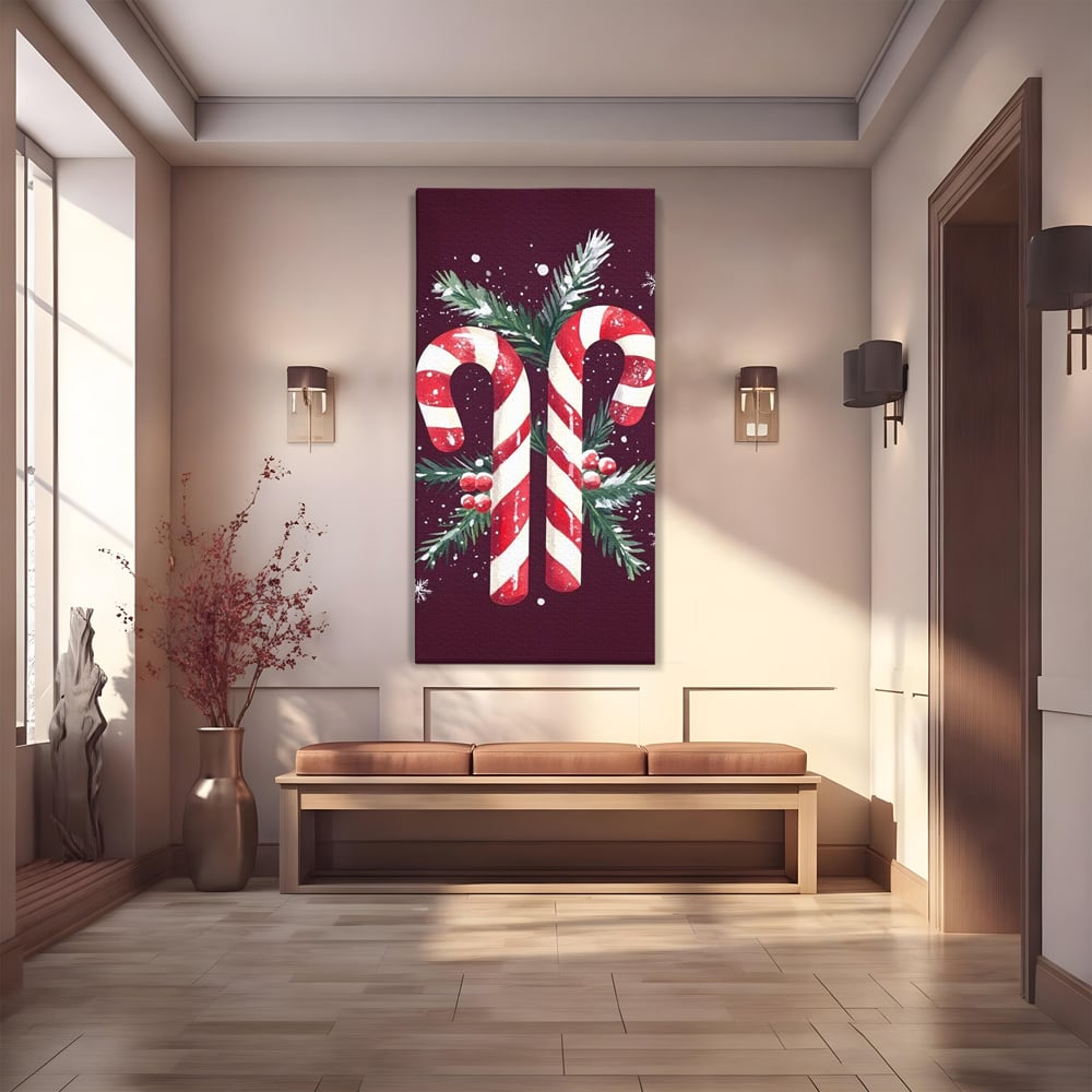 Leinwandbilder Premium, LuxCanva® D1086, Festliches Duo, Süß, Herz, Weihnachten, Rot, Symbole, Süß, Magie, Stöcke, Geist, Freude, Geschenke, Geschenke, Geschenke, Geist, Weiß, Weiß, Kirsche, Kinderzimmer, Wohnen, Schlafzimmer