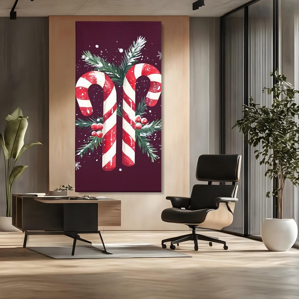 Leinwandbilder Premium, LuxCanva® D1086, Festliches Duo, Süß, Herz, Weihnachten, Rot, Symbole, Süß, Magie, Stöcke, Geist, Freude, Geschenke, Geschenke, Geschenke, Geist, Weiß, Weiß, Kirsche, Kinderzimmer, Wohnen, Schlafzimmer