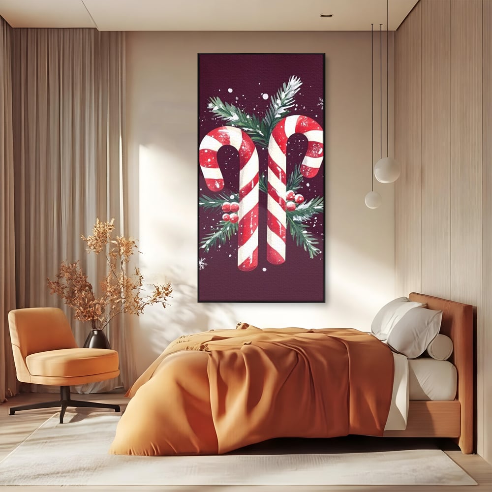 Leinwandbilder Premium, LuxCanva® D1086, Festliches Duo, Süß, Herz, Weihnachten, Rot, Symbole, Süß, Magie, Stöcke, Geist, Freude, Geschenke, Geschenke, Geschenke, Geist, Weiß, Weiß, Kirsche, Kinderzimmer, Wohnen, Schlafzimmer