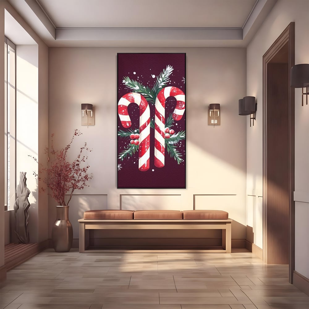 Leinwandbilder Premium, LuxCanva® D1086, Festliches Duo, Süß, Herz, Weihnachten, Rot, Symbole, Süß, Magie, Stöcke, Geist, Freude, Geschenke, Geschenke, Geschenke, Geist, Weiß, Weiß, Kirsche, Kinderzimmer, Wohnen, Schlafzimmer