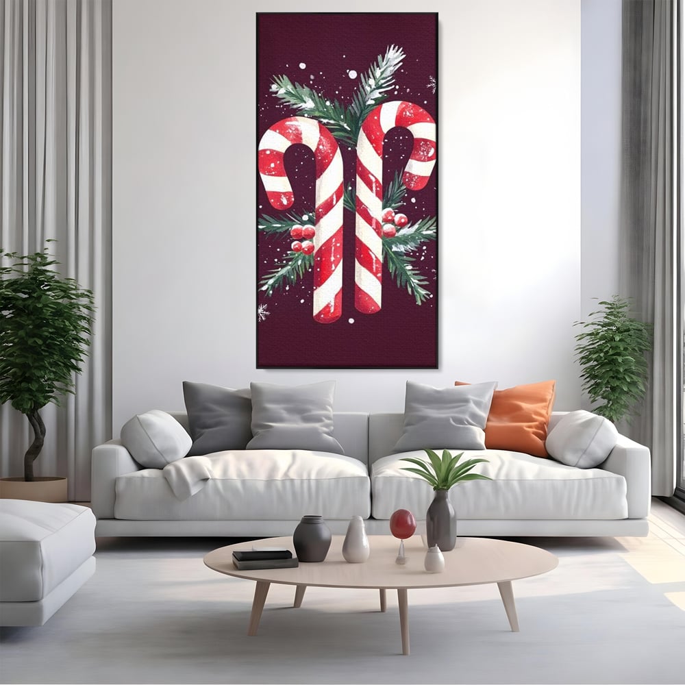 Leinwandbilder Premium, LuxCanva® D1086, Festliches Duo, Süß, Herz, Weihnachten, Rot, Symbole, Süß, Magie, Stöcke, Geist, Freude, Geschenke, Geschenke, Geschenke, Geist, Weiß, Weiß, Kirsche, Kinderzimmer, Wohnen, Schlafzimmer