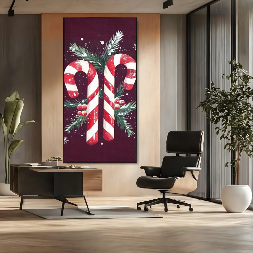Leinwandbilder Premium, LuxCanva® D1086, Festliches Duo, Süß, Herz, Weihnachten, Rot, Symbole, Süß, Magie, Stöcke, Geist, Freude, Geschenke, Geschenke, Geschenke, Geist, Weiß, Weiß, Kirsche, Kinderzimmer, Wohnen, Schlafzimmer