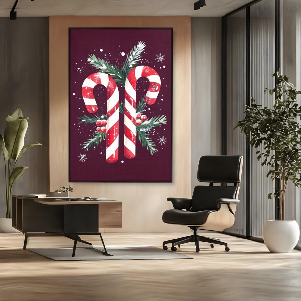 Leinwandbilder Premium, LuxCanva® D1086, Festliches Duo, Süß, Herz, Weihnachten, Rot, Symbole, Süß, Magie, Stöcke, Geist, Freude, Geschenke, Geschenke, Geschenke, Geist, Weiß, Weiß, Kirsche, Kinderzimmer, Wohnen, Schlafzimmer