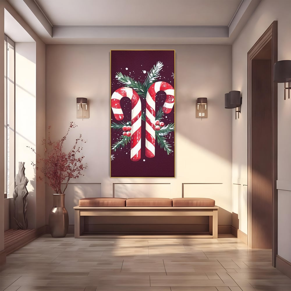 Leinwandbilder Premium, LuxCanva® D1086, Festliches Duo, Süß, Herz, Weihnachten, Rot, Symbole, Süß, Magie, Stöcke, Geist, Freude, Geschenke, Geschenke, Geschenke, Geist, Weiß, Weiß, Kirsche, Kinderzimmer, Wohnen, Schlafzimmer