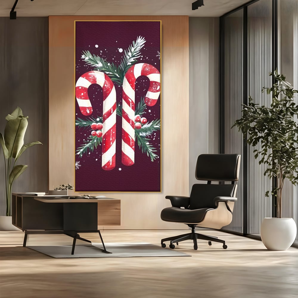 Leinwandbilder Premium, LuxCanva® D1086, Festliches Duo, Süß, Herz, Weihnachten, Rot, Symbole, Süß, Magie, Stöcke, Geist, Freude, Geschenke, Geschenke, Geschenke, Geist, Weiß, Weiß, Kirsche, Kinderzimmer, Wohnen, Schlafzimmer