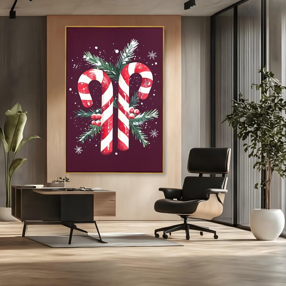 Leinwandbilder Premium, LuxCanva® D1086, Festliches Duo, Süß, Herz, Weihnachten, Rot, Symbole, Süß, Magie, Stöcke, Geist, Freude, Geschenke, Geschenke, Geschenke, Geist, Weiß, Weiß, Kirsche, Kinderzimmer, Wohnen, Schlafzimmer