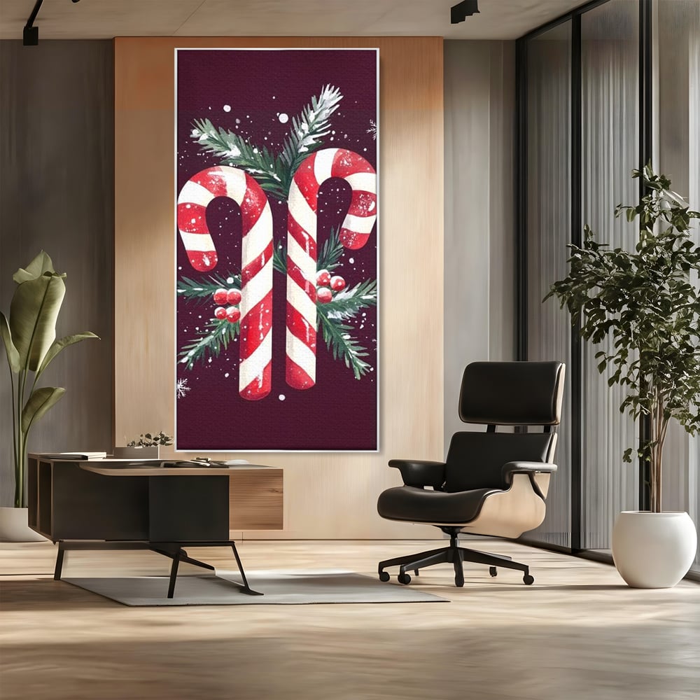 Leinwandbilder Premium, LuxCanva® D1086, Festliches Duo, Süß, Herz, Weihnachten, Rot, Symbole, Süß, Magie, Stöcke, Geist, Freude, Geschenke, Geschenke, Geschenke, Geist, Weiß, Weiß, Kirsche, Kinderzimmer, Wohnen, Schlafzimmer