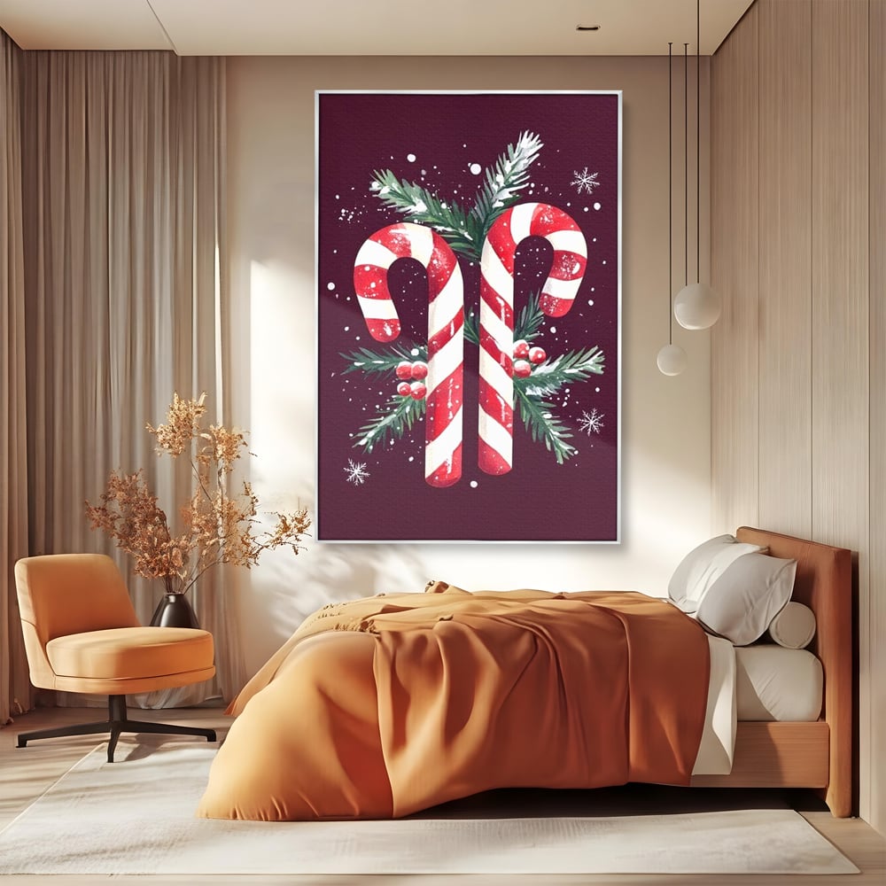 Leinwandbilder Premium, LuxCanva® D1086, Festliches Duo, Süß, Herz, Weihnachten, Rot, Symbole, Süß, Magie, Stöcke, Geist, Freude, Geschenke, Geschenke, Geschenke, Geist, Weiß, Weiß, Kirsche, Kinderzimmer, Wohnen, Schlafzimmer