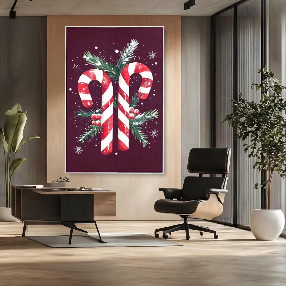 Leinwandbilder Premium, LuxCanva® D1086, Festliches Duo, Süß, Herz, Weihnachten, Rot, Symbole, Süß, Magie, Stöcke, Geist, Freude, Geschenke, Geschenke, Geschenke, Geist, Weiß, Weiß, Kirsche, Kinderzimmer, Wohnen, Schlafzimmer