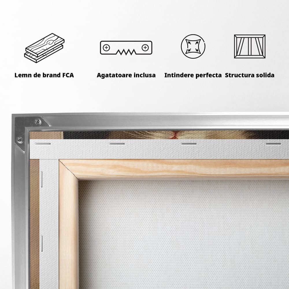 Tablou Canvas Premium, LuxCanva® D1087, Blanita de Poveste, Pisoi, Cadou, Pufos, Blanita, Pui, Spirit, Jucaus, Funda, Dragalas, Felina, Globuri, Rosu, Auriu, Bradut, Cadou, Camera Copil, Living, Dormitor