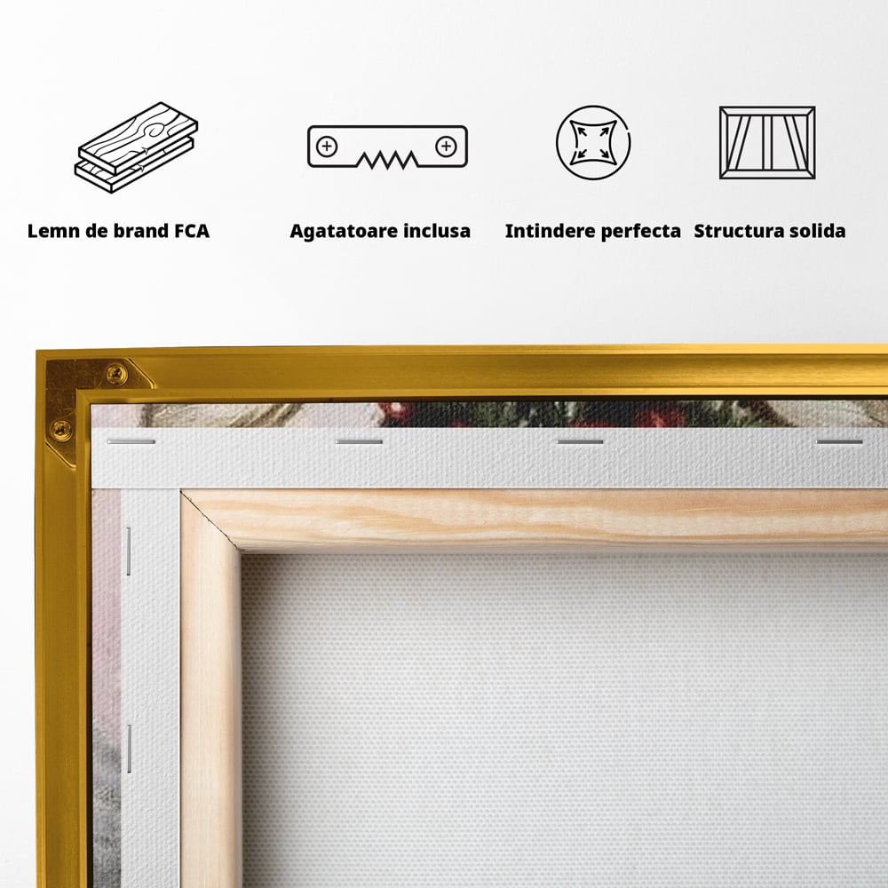 Leinwand Wandbild Canvas Premium, LuxCanva® D1088, Rentier mit Bowler, Geweih, Wild, Tier, Wald, Verwunschen, Schal, Rot, Weihnachtsmann, Schlitten, Flitzer, Füchsin, Kinder, Horn, Kinderzimmer, Wohnzimmer, Schlafzimmer