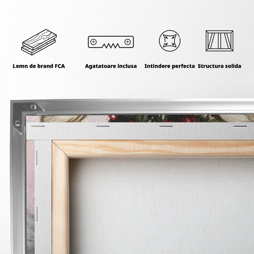 Leinwand Wandbild Canvas Premium, LuxCanva® D1088, Rentier mit Bowler, Geweih, Wild, Tier, Wald, Verwunschen, Schal, Rot, Weihnachtsmann, Schlitten, Flitzer, Füchsin, Kinder, Horn, Kinderzimmer, Wohnzimmer, Schlafzimmer