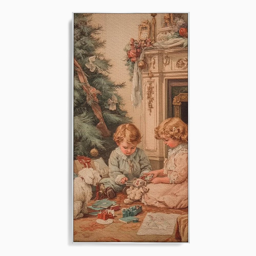 Tablou Canvas Premium, LuxCanva® D1096, Darurile copilariei,  Brad, Impodobit, Copii, Cadouri, Ajun, Inocenta, Copilarie, Fericire, Craciun, Mos, Jucarii, Iubire, Sarbatoare, Magie, Living, Dormitor