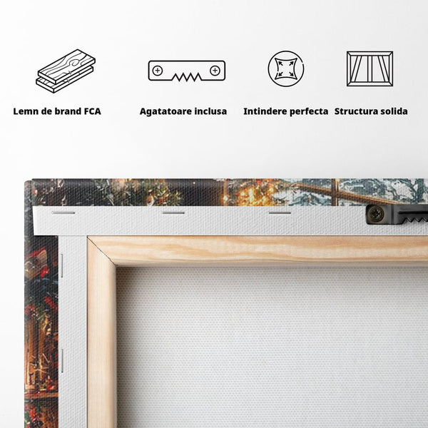 Tablou Canvas Premium, LuxCanva® D1098, Sub Bradul cu Poveste, Magie, Craciun, Acasa, Brad, Luminite, Podoabe, Rosu, Caldura, Familie, Traditie, Pace, Cadouri, Fericire, Globuri, Living, Dormitor