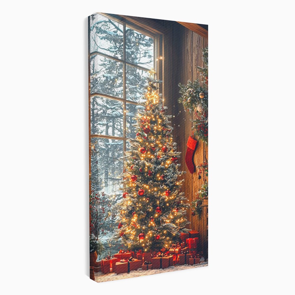 Tablou Canvas Premium, LuxCanva® D1098, Sub Bradul cu Poveste, Magie, Craciun, Acasa, Brad, Luminite, Podoabe, Rosu, Caldura, Familie, Traditie, Pace, Cadouri, Fericire, Globuri, Living, Dormitor