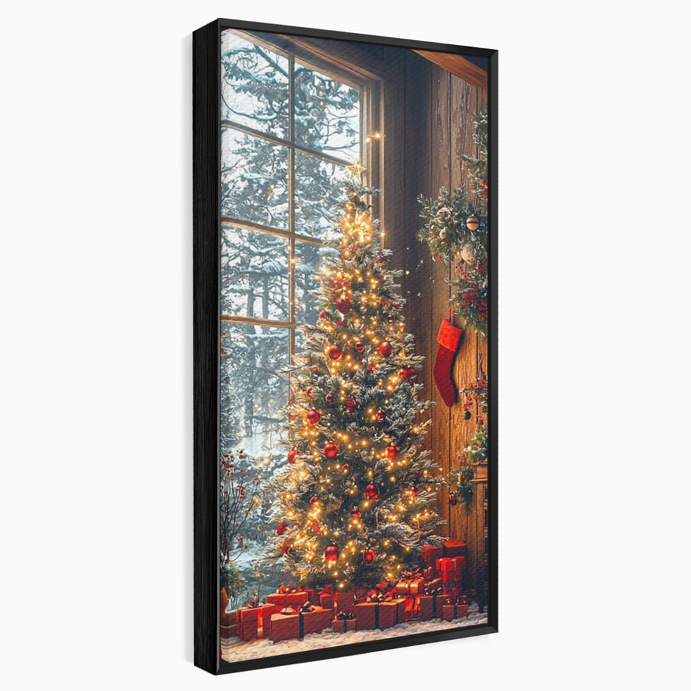 Tablou Canvas Premium, LuxCanva® D1098, Sub Bradul cu Poveste, Magie, Craciun, Acasa, Brad, Luminite, Podoabe, Rosu, Caldura, Familie, Traditie, Pace, Cadouri, Fericire, Globuri, Living, Dormitor