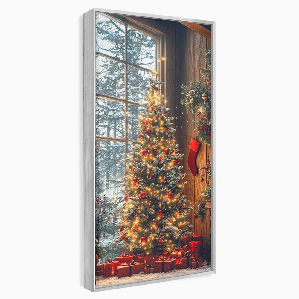 Tablou Canvas Premium, LuxCanva® D1098, Sub Bradul cu Poveste, Magie, Craciun, Acasa, Brad, Luminite, Podoabe, Rosu, Caldura, Familie, Traditie, Pace, Cadouri, Fericire, Globuri, Living, Dormitor
