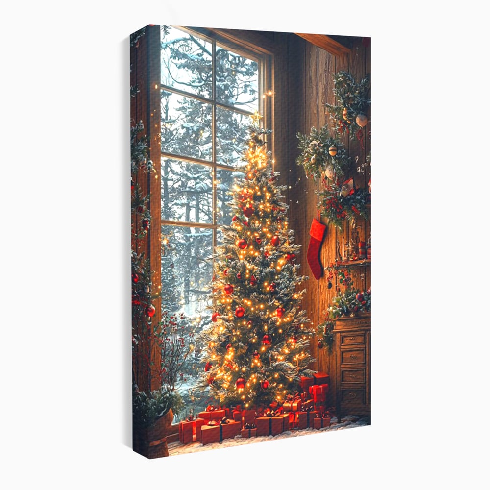 Tablou Canvas Premium, LuxCanva® D1098, Sub Bradul cu Poveste, Magie, Craciun, Acasa, Brad, Luminite, Podoabe, Rosu, Caldura, Familie, Traditie, Pace, Cadouri, Fericire, Globuri, Living, Dormitor
