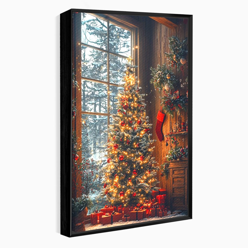 Tablou Canvas Premium, LuxCanva® D1098, Sub Bradul cu Poveste, Magie, Craciun, Acasa, Brad, Luminite, Podoabe, Rosu, Caldura, Familie, Traditie, Pace, Cadouri, Fericire, Globuri, Living, Dormitor