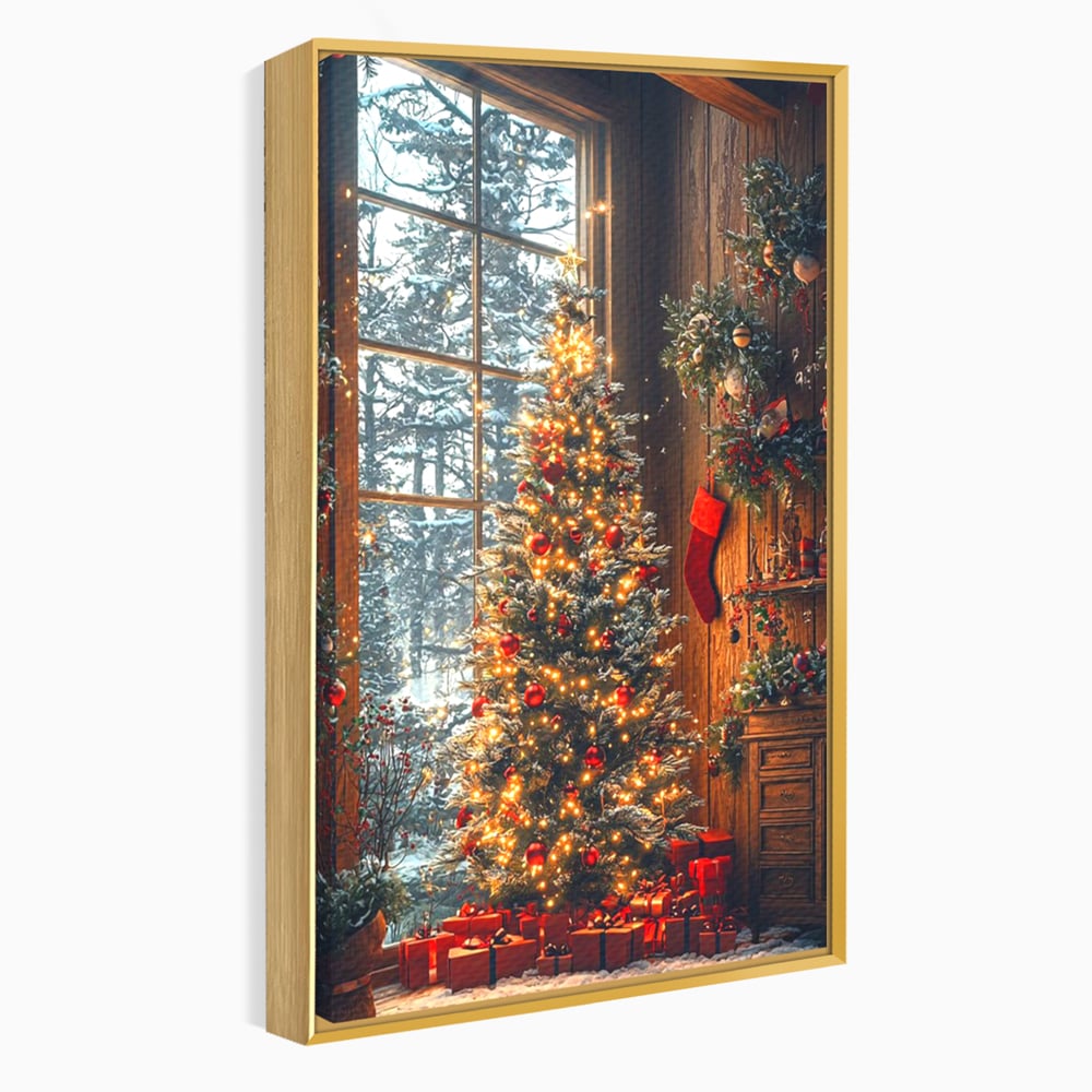 Tablou Canvas Premium, LuxCanva® D1098, Sub Bradul cu Poveste, Magie, Craciun, Acasa, Brad, Luminite, Podoabe, Rosu, Caldura, Familie, Traditie, Pace, Cadouri, Fericire, Globuri, Living, Dormitor