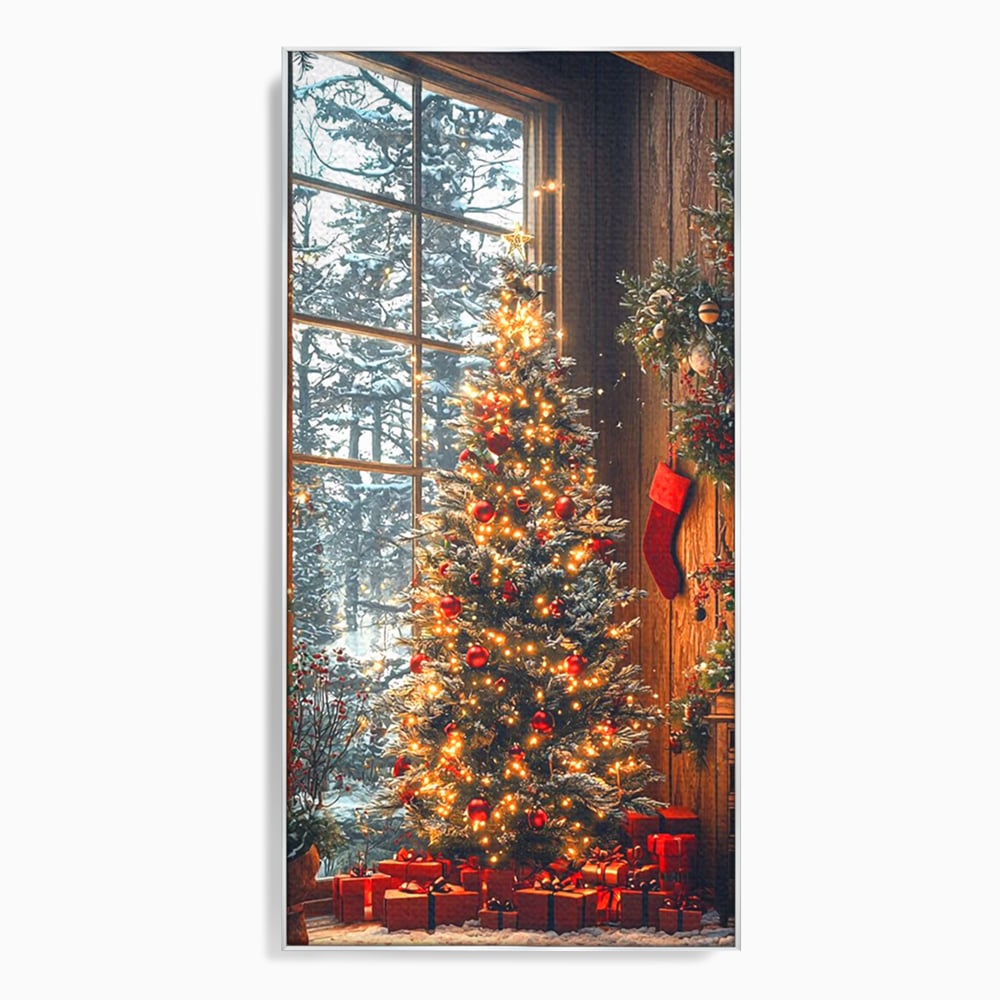 Tablou Canvas Premium, LuxCanva® D1098, Sub Bradul cu Poveste, Magie, Craciun, Acasa, Brad, Luminite, Podoabe, Rosu, Caldura, Familie, Traditie, Pace, Cadouri, Fericire, Globuri, Living, Dormitor