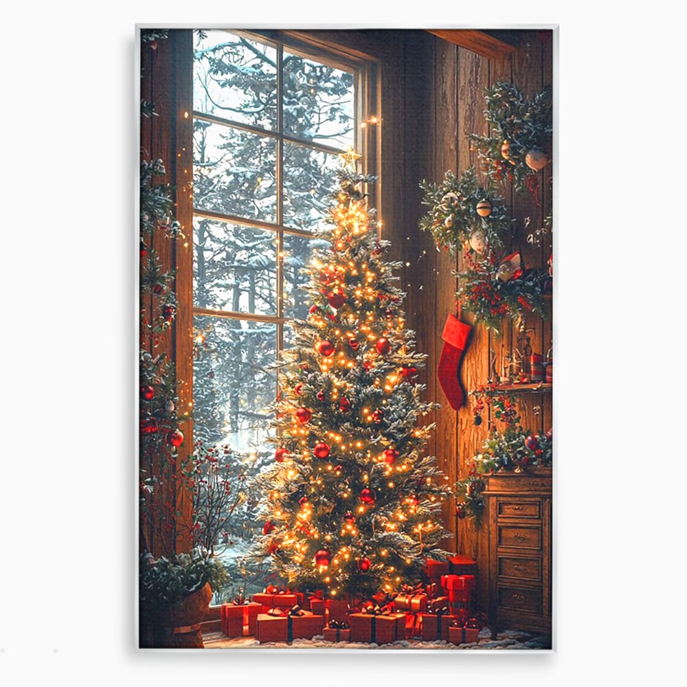 Tablou Canvas Premium, LuxCanva® D1098, Sub Bradul cu Poveste, Magie, Craciun, Acasa, Brad, Luminite, Podoabe, Rosu, Caldura, Familie, Traditie, Pace, Cadouri, Fericire, Globuri, Living, Dormitor