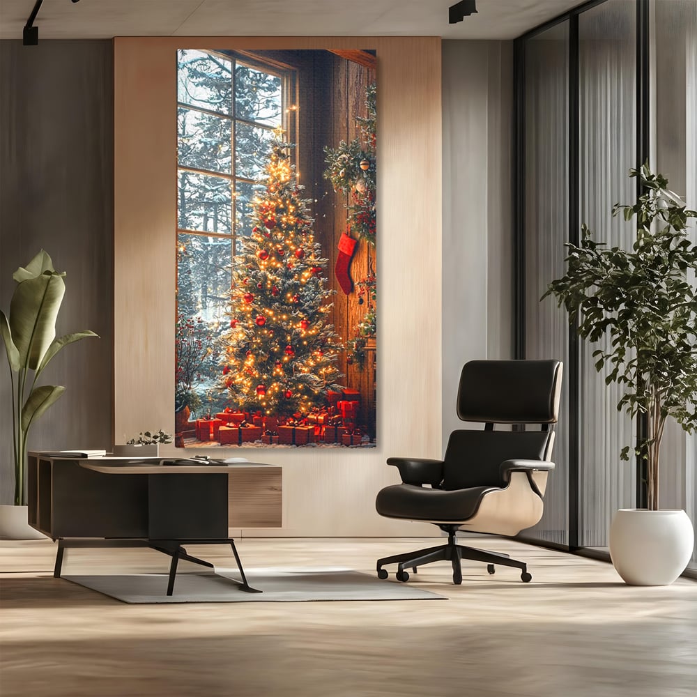 Tablou Canvas Premium, LuxCanva® D1098, Sub Bradul cu Poveste, Magie, Craciun, Acasa, Brad, Luminite, Podoabe, Rosu, Caldura, Familie, Traditie, Pace, Cadouri, Fericire, Globuri, Living, Dormitor