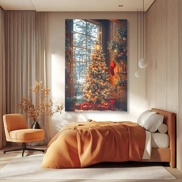 Tablou Canvas Premium, LuxCanva® D1098, Sub Bradul cu Poveste, Magie, Craciun, Acasa, Brad, Luminite, Podoabe, Rosu, Caldura, Familie, Traditie, Pace, Cadouri, Fericire, Globuri, Living, Dormitor