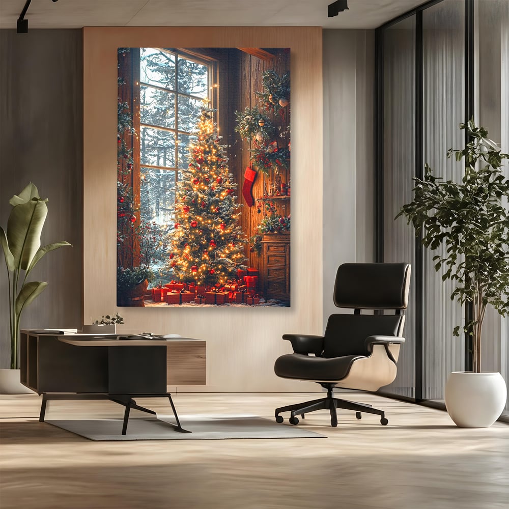 Tablou Canvas Premium, LuxCanva® D1098, Sub Bradul cu Poveste, Magie, Craciun, Acasa, Brad, Luminite, Podoabe, Rosu, Caldura, Familie, Traditie, Pace, Cadouri, Fericire, Globuri, Living, Dormitor