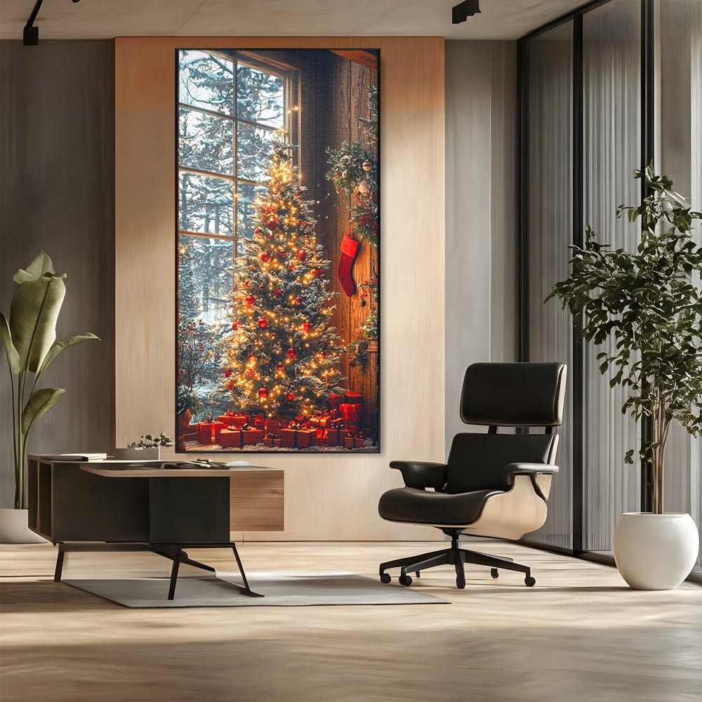 Tablou Canvas Premium, LuxCanva® D1098, Sub Bradul cu Poveste, Magie, Craciun, Acasa, Brad, Luminite, Podoabe, Rosu, Caldura, Familie, Traditie, Pace, Cadouri, Fericire, Globuri, Living, Dormitor