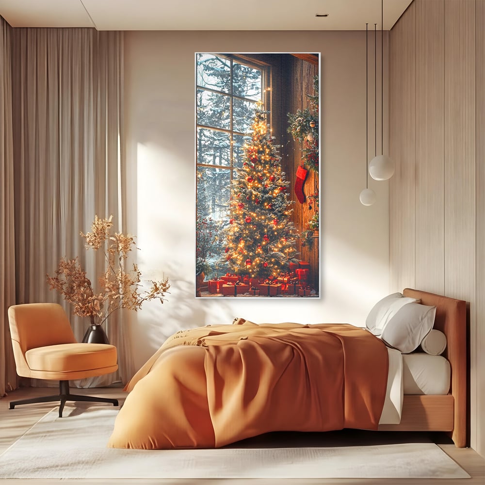Tablou Canvas Premium, LuxCanva® D1098, Sub Bradul cu Poveste, Magie, Craciun, Acasa, Brad, Luminite, Podoabe, Rosu, Caldura, Familie, Traditie, Pace, Cadouri, Fericire, Globuri, Living, Dormitor