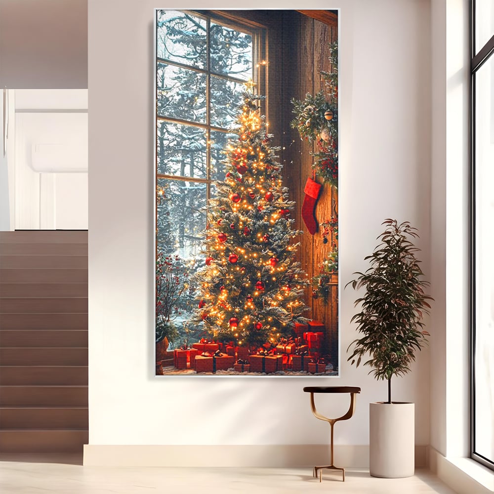 Tablou Canvas Premium, LuxCanva® D1098, Sub Bradul cu Poveste, Magie, Craciun, Acasa, Brad, Luminite, Podoabe, Rosu, Caldura, Familie, Traditie, Pace, Cadouri, Fericire, Globuri, Living, Dormitor
