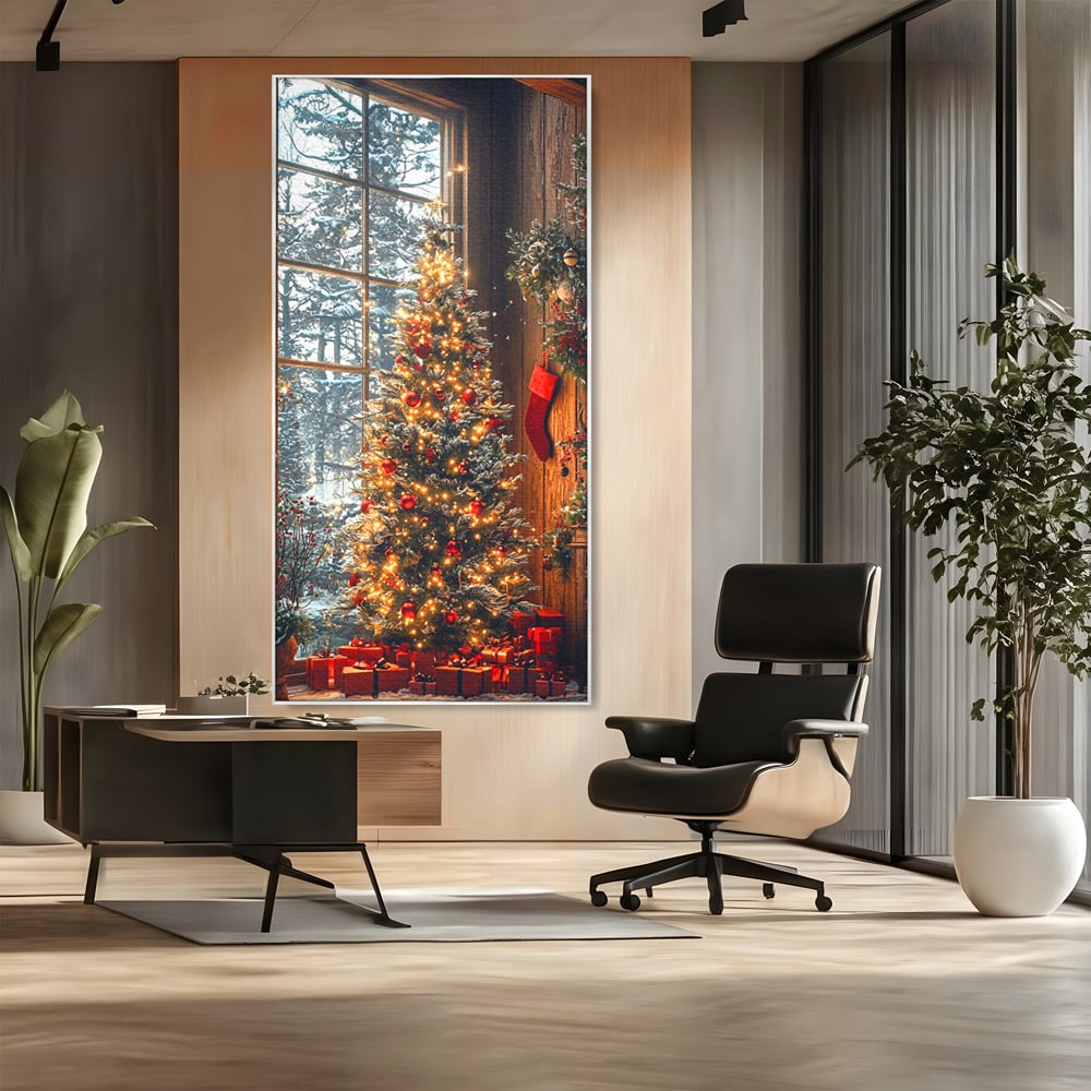 Tablou Canvas Premium, LuxCanva® D1098, Sub Bradul cu Poveste, Magie, Craciun, Acasa, Brad, Luminite, Podoabe, Rosu, Caldura, Familie, Traditie, Pace, Cadouri, Fericire, Globuri, Living, Dormitor