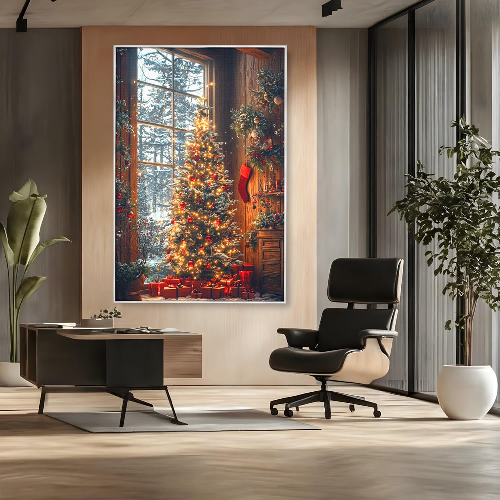 Tablou Canvas Premium, LuxCanva® D1098, Sub Bradul cu Poveste, Magie, Craciun, Acasa, Brad, Luminite, Podoabe, Rosu, Caldura, Familie, Traditie, Pace, Cadouri, Fericire, Globuri, Living, Dormitor