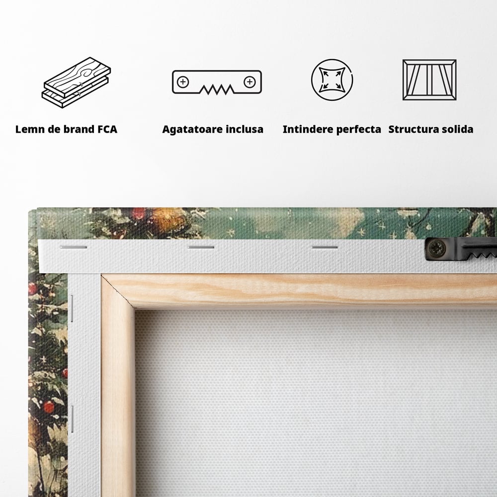 Tablou Canvas Premium, LuxCanva® D1100, Sub Steaua Craciunului, Speranta, Stele, Familie, Fetita, Impodobire, Ajun, Craciun, Miracol, Asteptare, Vis, Copilarie, Amintiri, Living, Dormitor