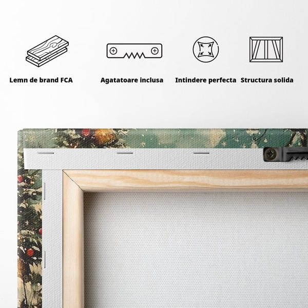 Tablou Canvas Premium, LuxCanva® D1100, Sub Steaua Craciunului, Speranta, Stele, Familie, Fetita, Impodobire, Ajun, Craciun, Miracol, Asteptare, Vis, Copilarie, Amintiri, Living, Dormitor